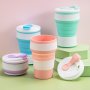 1pc Reusable Collapsible Cups With Lid For Camping 350ml Portable Folding Coffee Cups For Travel