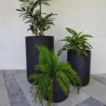 Match Cylinder Japi Planter With Saucer Black - Large Tall