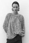 Oversized Cr Pe Blouse - Cream grey Patterned
