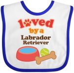 Inktastic Labrador Retriever Loved By A Baby Bib White And Royal 10569