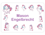 Ice Cream Tub School Label : White Unicorns Theme