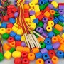 34PCS Educational Beaded Building Blocks Fine Motor Skill Development Toys - Beaded String Lines - Early Learning Toys For Boys And Girls Halloween Christmas Gift