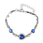 Stylish Deep Blue Heart-shaped Zirconia Bracelet.
