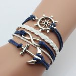 Fashion Multi-layer Bracelet With Anchor Cross And Infinite Symbol Decor Bracelet For Men