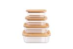 4-PIECE Glass Food Container With Bamboo Lid - 2 In 1