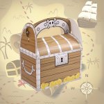 10PCS Candy Paper Box Party Gift Packaging Box Pirate Theme Birthday Party Decoration Kindergarten Golden Coin Treasure Wooden B