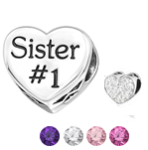 A13 - 925 Sterling Silver 1 Sister European Charm Bead - Clear Crystal