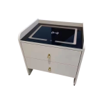 Wooden LED Bedside Nightstand With Glass Top And 2 Drawers T-08