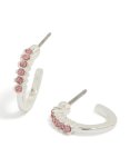 Silver Pink Diamante Row Huggie Earrings