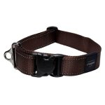 Rogz Utility Reflective Classic Collar - Landing Strip XX Large Chocolate