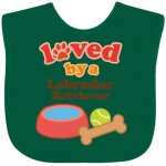 Inktastic Labrador Retriever Loved By A Baby Bib Green 10569