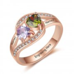 N2019 - Personalized Rose Gold Over 925 Sterling Silver Cz Ring