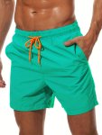 Men's Quick-dry Swimming Trunks Beach Shorts With Mesh Lining Drawstring Side Pockets Shorts For Swimming Mens Clothing