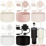 Silicone Water Bottle Accessories Set For Stanley Cups 3 Pcs - Universal Fit Boot & Straw Covers Reusable Bpa-free Straw Topper