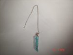 Aqua Aura Quartz Wire Wrapped Pendulum F552