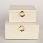 Set Of 2 White Boxes 13X20X27CM
