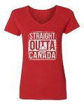 King Threads Straight Outta Canada 2022 World Soccer Country Flag Fan Championship Ladies' V-neck Tshirt Canada Red Medium