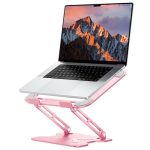 Jczt Adjustable Laptop Stand For Desk Metal Foldable Laptop Riser Portable Laptop Holder Mount Ventilated Cooling Computer Noteb