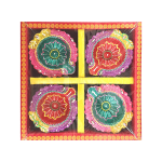 Generic Diwali Fancy Diya Set Decorative Deepam 4-PIECE Pack - Colorful Traditional Earthen Terracotta Lamps For Threshold Welco