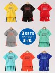 Boys Casual Sports Set - 3-PACK Quick Dry Polyester Activewear Letter Print T-shirts And Shorts For Boys Lightweight And Comfort