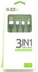 GIZZU 3-IN-1 USB To Micro Usb type-c lightning Cable 1.2M Black
