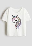 Motif-detail T-Shirt - White unicorn