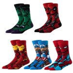 Spider Hero Pattern 1 5 Pairs Boy's Mid Calf Crew Socks Breathable Comfy Casual Socks Fashion Socks