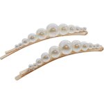 Bridal Hair Pins With Single Row Small-large-small Pearls 2 Pieces