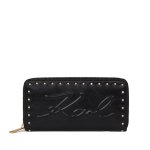 K ville Large Studded Wallet -black gold