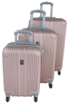 Smte Abs 3-PIECE Luggage Set Rose Gold Hard Shell And Spinner Wheels With Keychain