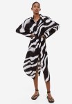 Oversized Shirt Dress - Black Zebra Print