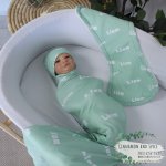 Wrap Set Swaddle Set Sage Green Name In White