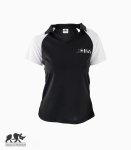 L&a Ladies Raglin Golf Shirt Black white