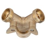 Shenruifa Garden Hose Splitter 2 Way All Brass Heavy Duty Simple Outlet Splitter For Npt 3 4 Garden Hose