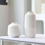 Modern White Ribbed Plastic Vase 28.96CM Tall - Unbreakable & Lightweight For Home Decor Floral Arrangements