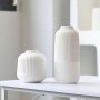 Modern White Ribbed Plastic Vase 28.96cm Tall - Unbreakable & Lightweight For Home Decor Floral Arrangements
