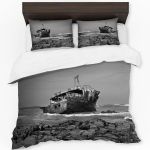 Shipwreck West Coast Black White By Fanie Heymans Rectangle Tablecloth