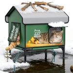 Apasiri Outdoor Cat House Weatherproof Insulated Feral Cat Shelter With Heating Pad Water Resistant 900D Oxford Anti-peep Curtai