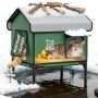 Apasiri Outdoor Cat House Weatherproof Insulated Feral Cat Shelter With Heating Pad Water Resistant 900D Oxford Anti-peep Curtains & Escape Door