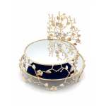 2 Piece Round Mirror Tray Set Gold