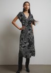Draped Viscose Dress - Black & Paisley-patterned