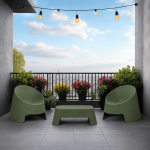 Montana 3-PIECE Sculptural Indoor And Outdoor Patio Set Green Grey Terracotta - Light Grey