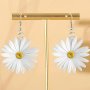 Chic Daisy Acrylic Pendant Earrings For Women - Elegant & Unique White Floral Design Perfect Gift For Holidays & Special Occasions