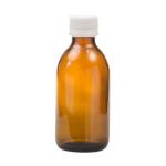 200ML Amber Glass Generic Bottle With Tamper Proof Cap - White 28 410