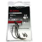 WM016 Black Nickel Bass Worm Fishing Hooks Size 2 0
