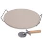 13 Inch Pizza Stone Set With Wheel Cutter Grilling Stone For Oven Grill