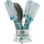 Olivia Garden Nanothermic Ceramic & Ion Oasis Brush Display: 4 Brushes & Basket