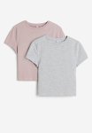 2-PACK Cropped T-shirts - Grey Pink