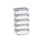 5 Piece 370ML Glass Food Storage Container Set Clear