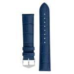 Duke Alligator Embossed Leather Watch Strap In Blue - 24MM Silver